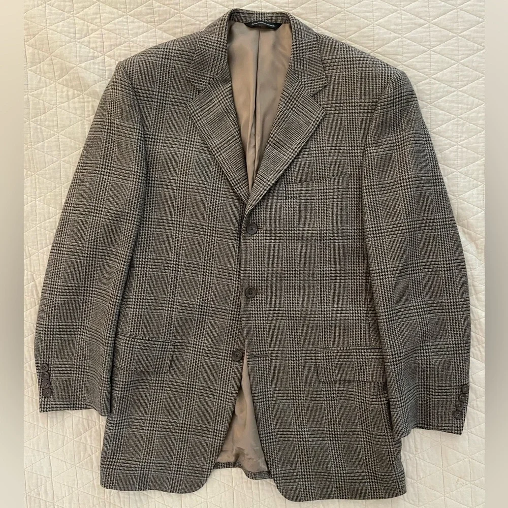 Samuelsohn Soft‎ Wool & Cashmere Plaid 3-Button SB Powell Jacket Size 40 R